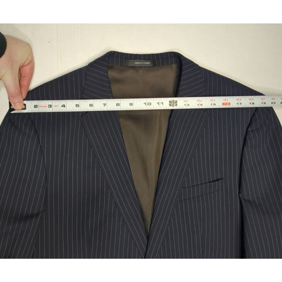 Hugo Boss Sport Coat 42 Long Blue Pink Pinstripe Super 120 Wool 2 Button Blazer - Picture 4 of 9